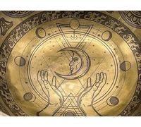 Moon Face Carving Singing Bowl-Tibetan Handmade Singing Bowl-Sound Healing (14 INCH)