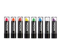Moon Glow Barra de labios neón UV - Barra de labios de color neón brillante - Brilla bajo los rayos UV Azul/Naranja/Rojo 8 Unidades (Paquete de 1)