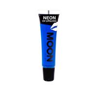 Moon Glow Brillo de labios neón UV - Perfumado y resplandeciente bajo los rayos UV. Chicle azul 15 ml (Paquete de 1)