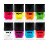 Moon Glow Esmalte de uñas UV neón - Esmalte de uñas neón brillante - Brilla bajo los rayos UV Naranja 10 ml (Paquete de 8)