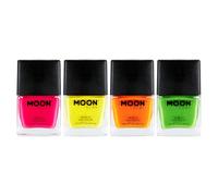 Moon Glow Esmalte de uñas UV neón - Esmalte de uñas neón brillante - Brilla bajo los rayos UV Naranja 10 ml (Paquete de 4)