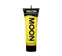 Moon Glow - Gel facial y corporal con purpurina neón UV - 12 ml Amarillo - Pintura facial con purpurina
