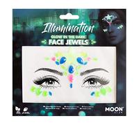 Moon Glow Joyas para la cara que brillan en la oscuridad: gemas para el cuerpo y la cara del festival, pegatinas con purpurina para ojos y maquillaje de cristal (iluminación) Neon