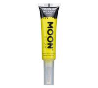 Moon Glow Pintura facial y corporal UV neón con aplicador de brocha - 15 ml Amarillo intenso