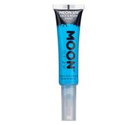 Moon Glow Pintura facial y corporal UV neón con aplicador de brocha Azul intenso 15 ml (Paquete de 1)