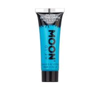 Moon Glow Pintura para rostro y cuerpo que brilla en la oscuridad - fosforescente - carga para brillar Azul 12 ml (Paquete de 1)