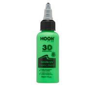 Moon Glow Pintura para tela Neon UV 3D - Pintura textil para ropa, camisetas, bolsos, zapatos y lienzos Verde intenso 30 ml (Paquete de 1)