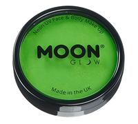 Moon Glow Tarros de pintura para rostro y cuerpo UV de neón intenso Pro, maquillaje profesional de pintura facial a base de agua para adultos y niños, 36g Verde intenso