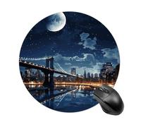 Moon Light New York City - Alfombrilla redonda para mouse pequeña, impermeable, antideslizante, de goma, para juegos, decoración del hogar, oficina, accesorios de escritorio, 7.8 x 7.8 pulgadas