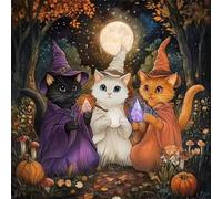 Moon Magic Cat Jigsaw Puzzle 70 Pieces 45x45cm/18x18inch, Difficult Jigsaw Puzzles for Adults 70, Beautiful Art Work, Great Festive Puzzle Gift for Men/Women