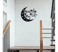 Moon of My Life The Moon and Back Wall Art Moon Metal Wall Decorations Hanging Wall Plaque Sign with Love Quote Monogrammed Home Decor for Anniversary Valentine's Day(40CM/16IN)