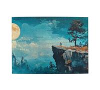 Moon On The Cliff - Rompecabezas de madera de 500 piezas para adultos, rompecabezas desafiante para juegos de tamaño 38 x 50 cm