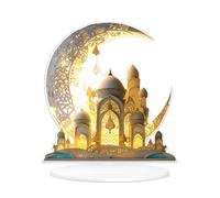 Moon Ornaments - 2D Acrylic Festival Decoration with Castle Design, Christmas Ornament with Stable Base, Decorative Moon Craft for Home, Room, Bedroom, Nursery, Party, Wedding, Car Window