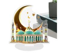 Moon Ornaments - 2D Acrylic Festival Decoration with Castle Design, Christmas Ornament with Stable Base, Decorative Moon Craft for Home, Room, Bedroom, Nursery, Party, Wedding, Car Window