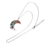 Moon Pendant Necklace with Crystal Charm Unique Tree of Life Natural Jewelry Present for Women Elegant Clavicle Chain