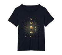 Moon Phase Dark Academia Ciclo Lunar Bruja Celestial Camiseta, Mujer Tallas Grandes, Negro, 3XL Grande