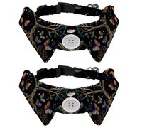 Moon Phase Tree of Life Nature Flower Planta Butterfly Dog Collar Bowtie, cómodo ajustable Dog Bow Tie Collar para niños pequeños y niñas