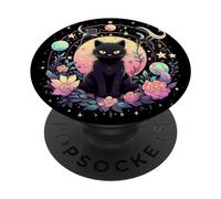 Moon Phases Crystal Witchy Cute Black Cat Kawaii Pastel Goth PopSockets PopGrip Adhesivo