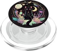 Moon Phases Crystal Witchy Cute Black Cat Kawaii Pastel Goth PopSockets PopGrip para MagSafe