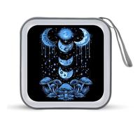 Moon Phases - Funda protectora de plástico duro con diseño de hongos y hongos con cordón, organizador de almacenamiento portátil para el hogar, coche, 40 CD, Estilo:, Talla única