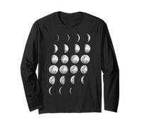 Moon Phases Graphic - Lunar Cycle Design, Astronomy Gift Manga Larga