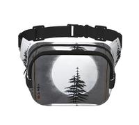 Moon Pine Tree - Bolso cruzado de moda con estampado de árbol de pino, bolsa de cintura de senderismo, bolsa de hombro cuadrada de doble capa para viajes