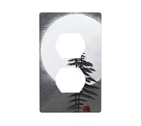 Moon Pine Tree - Placa de interruptor de policarbonato irrompible, 1 banda, placa de pared sin tornillos para oficina en casa