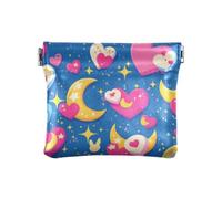 Moon Pixel Art - Monedero de piel para mujer, diseño de dibujos animados de San Valentín, Moon Pixel Art Valentine Cartoon, 1 size, Arte impreso