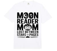 Moon Reader Book Mom Lost Between Stars and Pages Comfort Colors Adult Heavyweight T-Shirt
