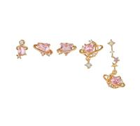 Moon Star Cuff Pendientes Pink Crystal Pendiente Gold Ear Crawler Pendientes para Mujer 5PCS