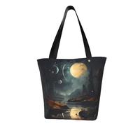 Moon Stars and Planets - Bolso de hombro para mujer, bolso de compras, adecuado para viajes de fin de semana, bolsa de mensajero