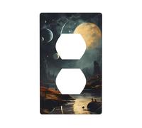 Moon Stars and Planets - Kit de panel de pared dúplex de 11,4 x 7 cm, cubierta de enchufe de toma de corriente para interruptor de luz, (1 pieza).
