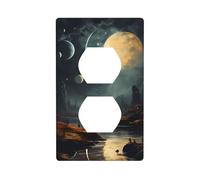 Moon Stars and Planets - Kit de revestimiento dúplex de 11,4 x 7 cm, para interruptores de enchufe de luz (1 pieza).