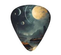 Moon Stars and Planets - Púas de guitarra impresas para guitarristas acústicos, eléctricos y de banda, 12 piezas en 3 grosores diferentes