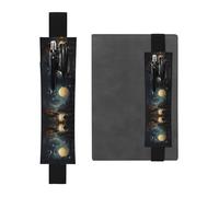 Moon Stars and Planets - Soporte ajustable de piel para bolígrafos, cuadernos, calendarios, tableta, banda elástica y soporte para lápices