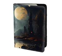 Moon Stars and Planets - Soporte para pasaporte de 5.5 pulgadas, piel auténtica, unisex, soporte plegable para pasaporte
