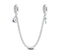 Moon & Stars Candado Cadena de seguridad Charm, Charm para pulsera, Compatible con Pandora Bracelet Neckalce