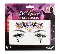 Moon Terror Joyas faciales | Reina malvada | Gemas del cuerpo de la cara del festival, maquillaje SFX, pegatinas de brillo de ojos de maquillaje de cristal, joyas de tatuaje temporal Rojo Medio