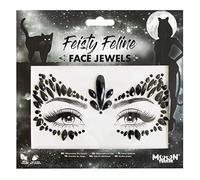 Moon Terror Joyas para la cara | Felino luchador | Cara del festival Gemas corporales, maquillaje SFX, pegatinas de brillo de ojos de maquillaje de cristal, joyas de tatuajes temporales Rojo Medio