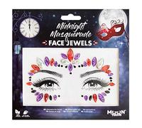 Moon Terror Joyas para la cara | Mascarada de medianoche | Gemas del cuerpo de la cara del festival, maquillaje SFX, pegatinas de brillo de ojos de maquillaje de cristal Rojo Medio