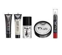 Moon Terror Kit de maquillaje de efectos especiales de Halloween Pro SFX 1 | Sangre falsa, látex líquido, cera para modelar, goma de mascar, maquillaje FX 5 Unidades (Paquete de 1)