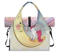 Moon Unicorn Girl - Bolsa deportiva de lona para mujeres y hombres, lindo unicornio para fin de semana, bolsa de noche con compartimento para zapatos, bolsa de hombro para yoga, gimnasio, viajes,