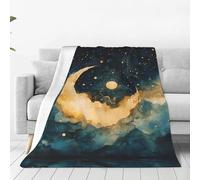 Moon Watercolor - Manta de franela ultrasuave para el hogar, manta de siesta, tapete de picnic para camping, 50 x 40 pulgadas