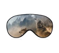 Moon Wolf Howling Sleep Mask Night Cover Eye para mujeres y hombres BlockLight para avión, viaje, siesta, correa ajustable