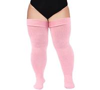 Moon Wood Calcetines Altos Mujer hasta el Muslo con Liguero Medias Gruesas sobre la Rodilla Tamaño Grande Halloween Cospaly Rosa Claro