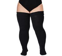 Moon Wood Calcetines Altos Mujer hasta el Muslo con Liguero Medias Gruesas sobre la Rodilla Tamaño Grande Halloween Cospaly Negro