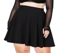Moon Wood Falda Corta Mujer Básica Minifalda con Cintura Elástica de Talle Alto Plisada Skirts Elegantes Tipo Pull On Tallas Grandes Negro 3XL