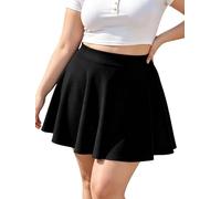 Moon Wood Falda Corta Mujer Básica Minifalda con Cintura Elástica de Talle Alto Plisada Skirts Elegantes Tipo Pull On Tallas Grandes Negro XXL