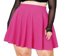 Moon Wood Mini Faldas Mujer Verano Tallas Grandes,Versátil Minifalda Sexy de Cintura Alta Falda Pantalon Elástico Casual Rosa Palo 3XL