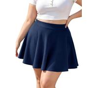 Moon Wood Mini Faldas Mujer Verano Tallas Grandes,Versátil Minifalda Sexy de Cintura Alta Falda Pantalon Elástico Casual Azul Marino XL